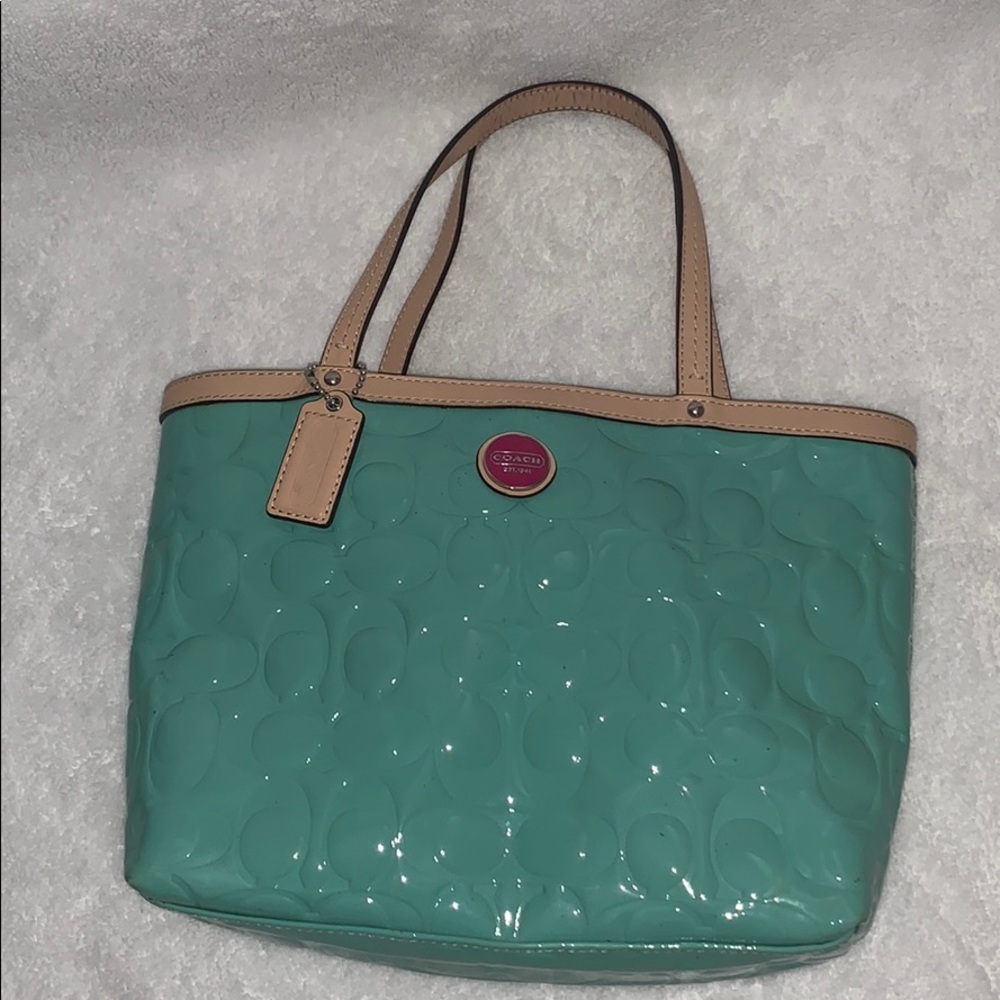 COACH Green Embossed Shoulder Bag